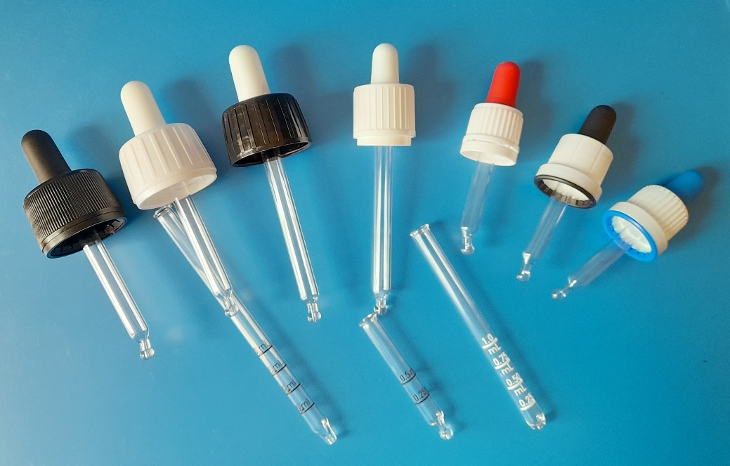 Capsules compte-gouttes pipettes pour flacons DIN18 et PP28