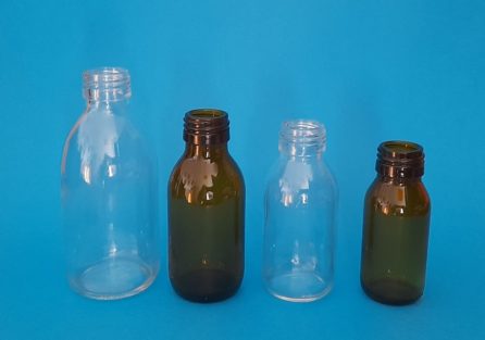 Flacons sirops verre jaune et verre blanc